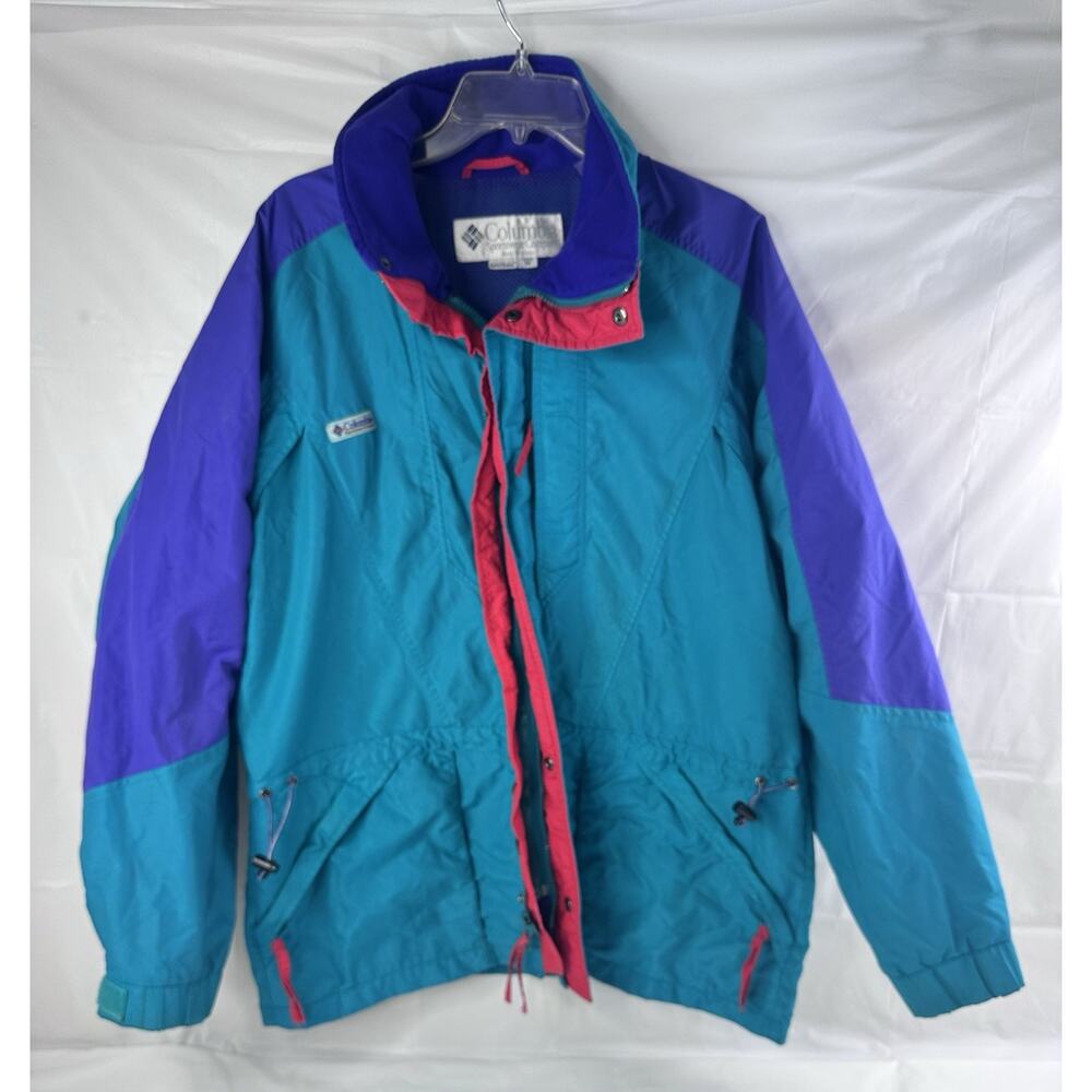 Vintage Columbia Jacket Men’s Medium Double Whammy 90s Parka Outdoor Green Zip